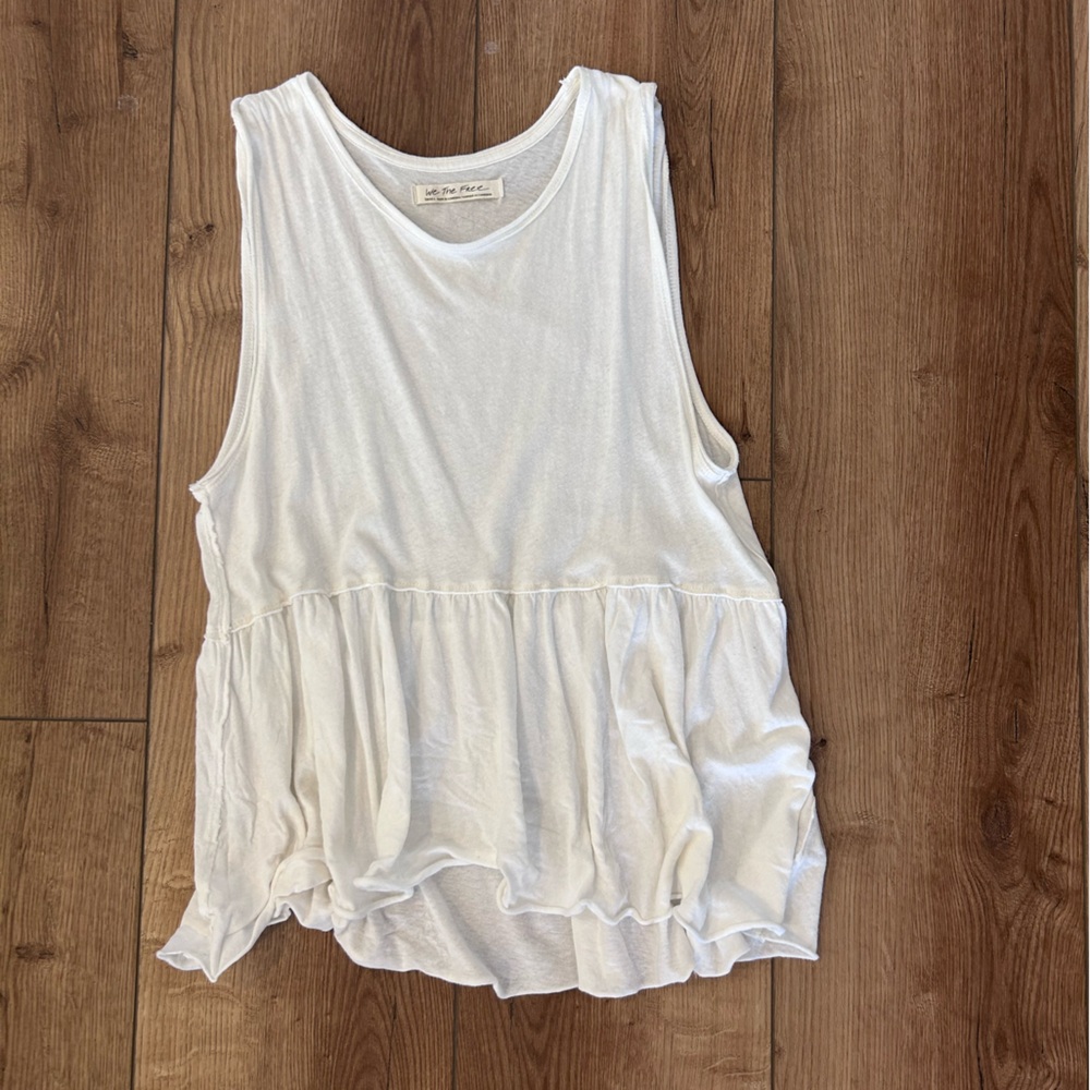 We The Free White Ruffle-Hem Tank